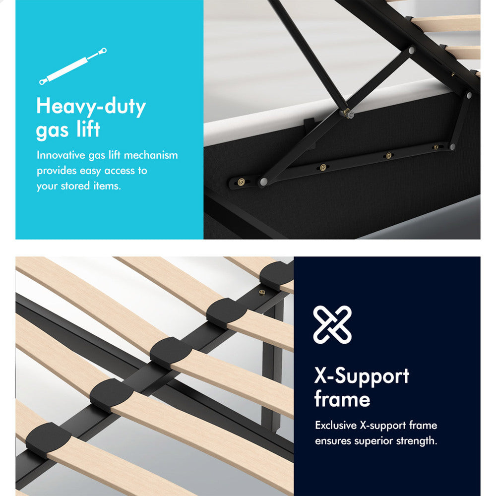 White Aurora PU Leather Gas Lift Bed