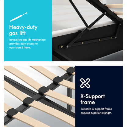 White Aurora PU Leather Gas Lift Bed