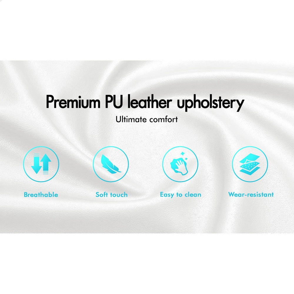 White Aurora PU Leather Gas Lift Bed