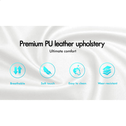 White Aurora PU Leather Gas Lift Bed