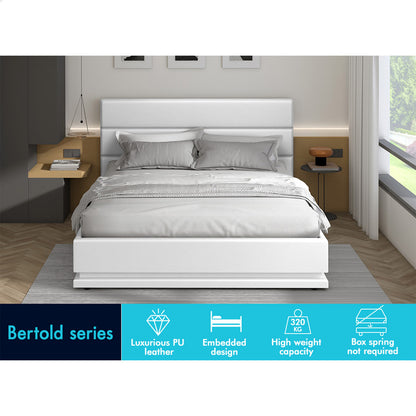 White Aurora PU Leather Gas Lift Bed