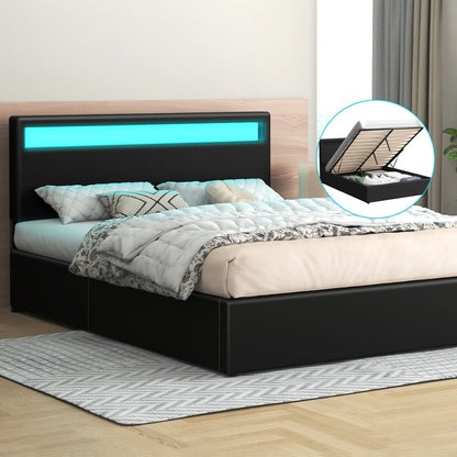 Caledon PU Leather Gas Lift Bed Black