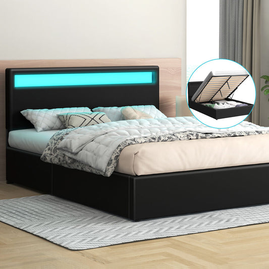 Caledon PU Leather Gas Lift Bed Black