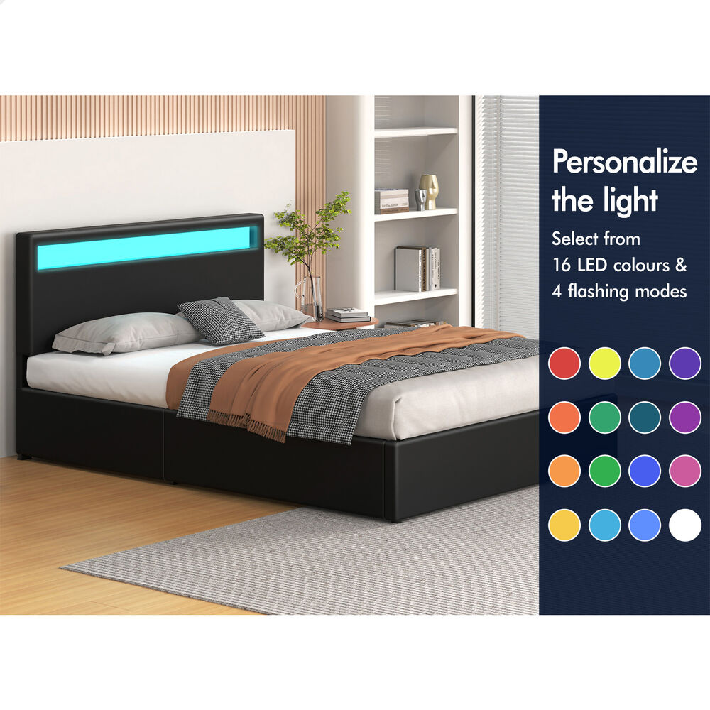 Caledon PU Leather Gas Lift Bed Black