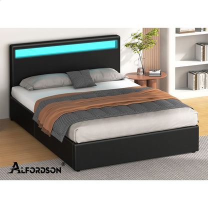 Caledon PU Leather Gas Lift Bed Black