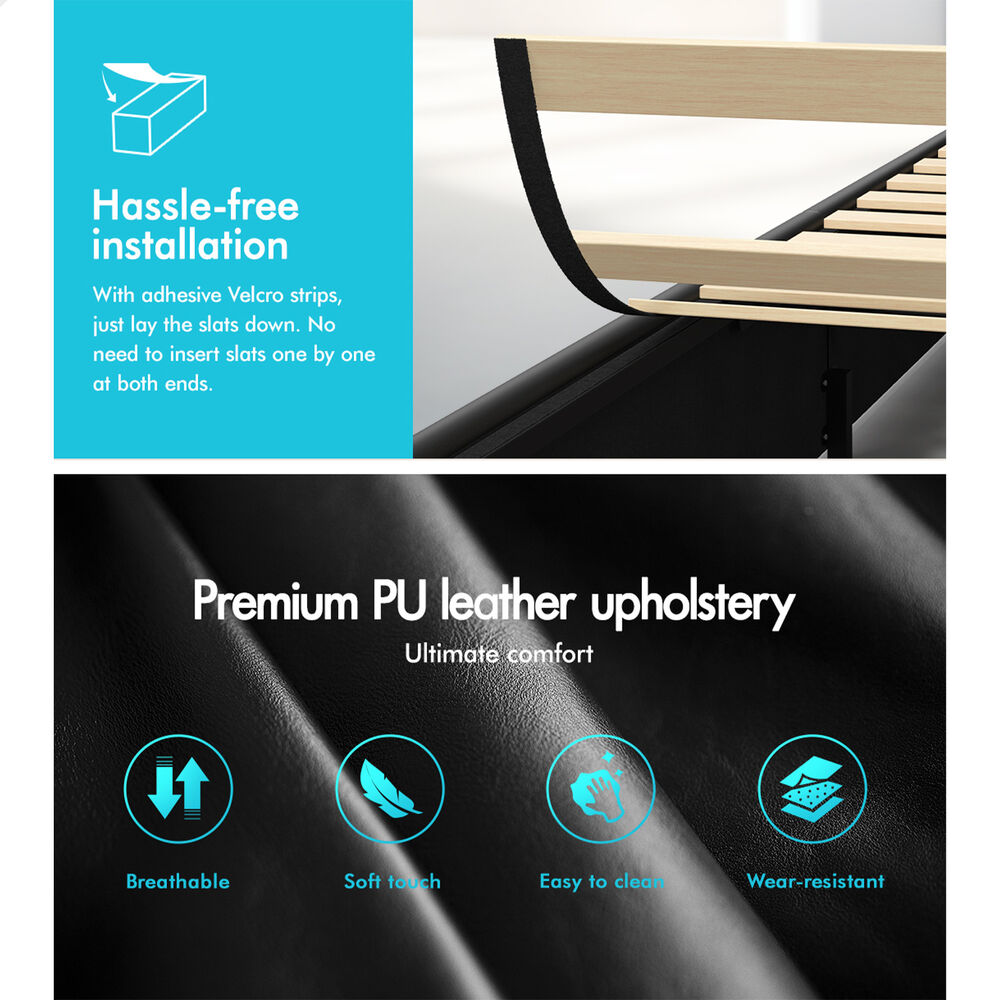 Caledon PU Leather Gas Lift Bed Black