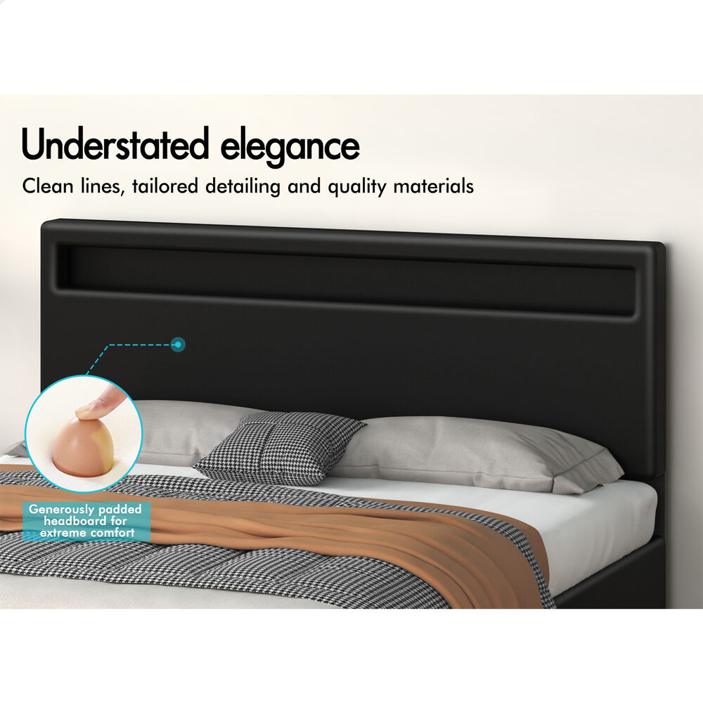 Caledon PU Leather Gas Lift Bed Black