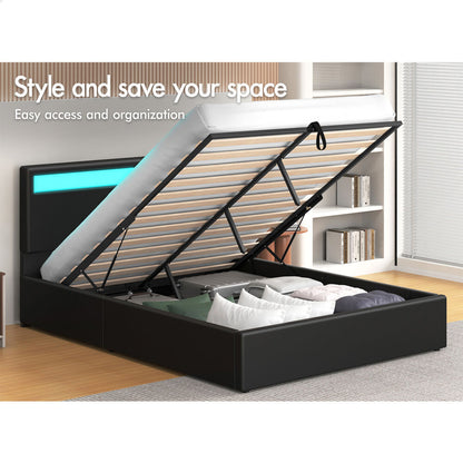 Caledon PU Leather Gas Lift Bed Black