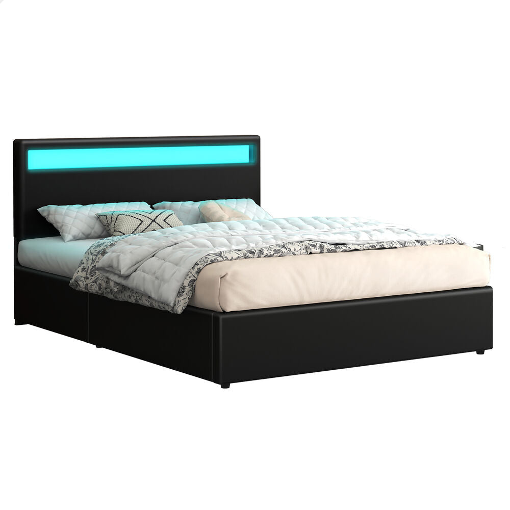 Caledon PU Leather Gas Lift Bed Black