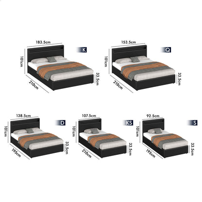 Caledon PU Leather Gas Lift Bed Black