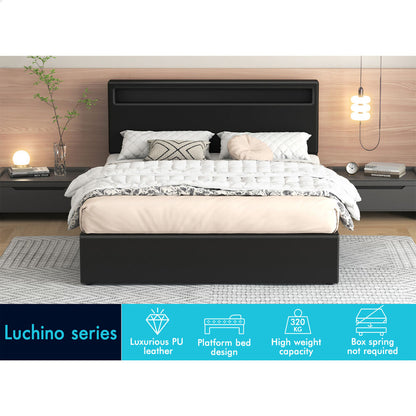 Caledon PU Leather Gas Lift Bed Black