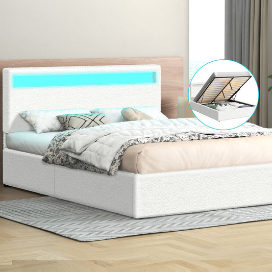 Caledon Boucle Gas Lift Bed Beige