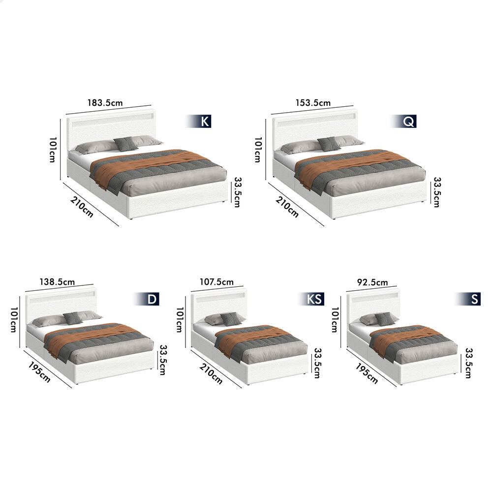 Caledon Boucle Gas Lift Bed Beige