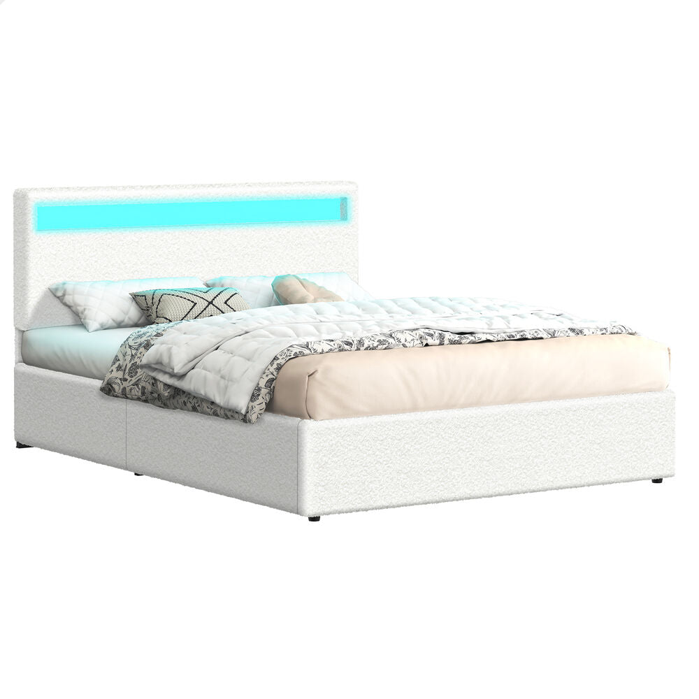 Caledon Boucle Gas Lift Bed Beige