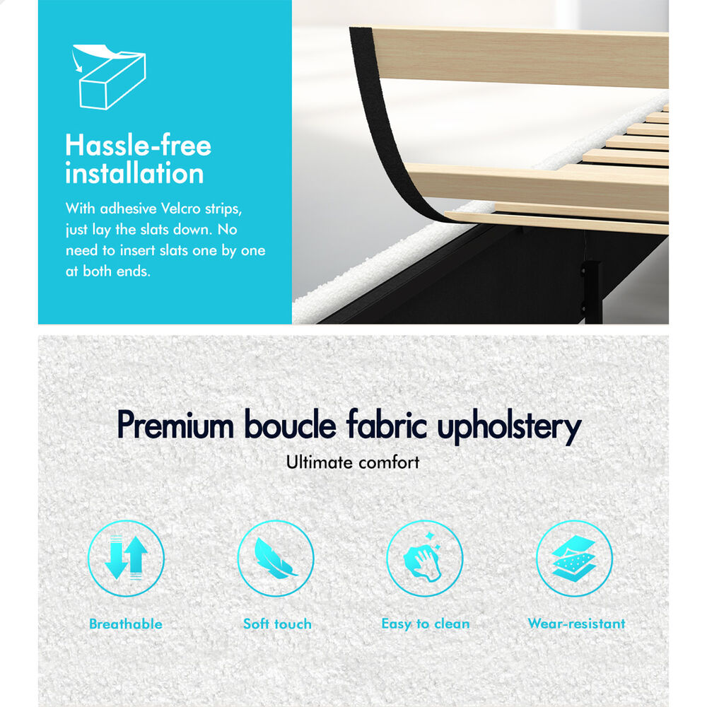 Caledon Boucle Gas Lift Bed Beige