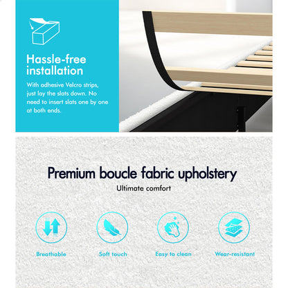 Caledon Boucle Gas Lift Bed Beige