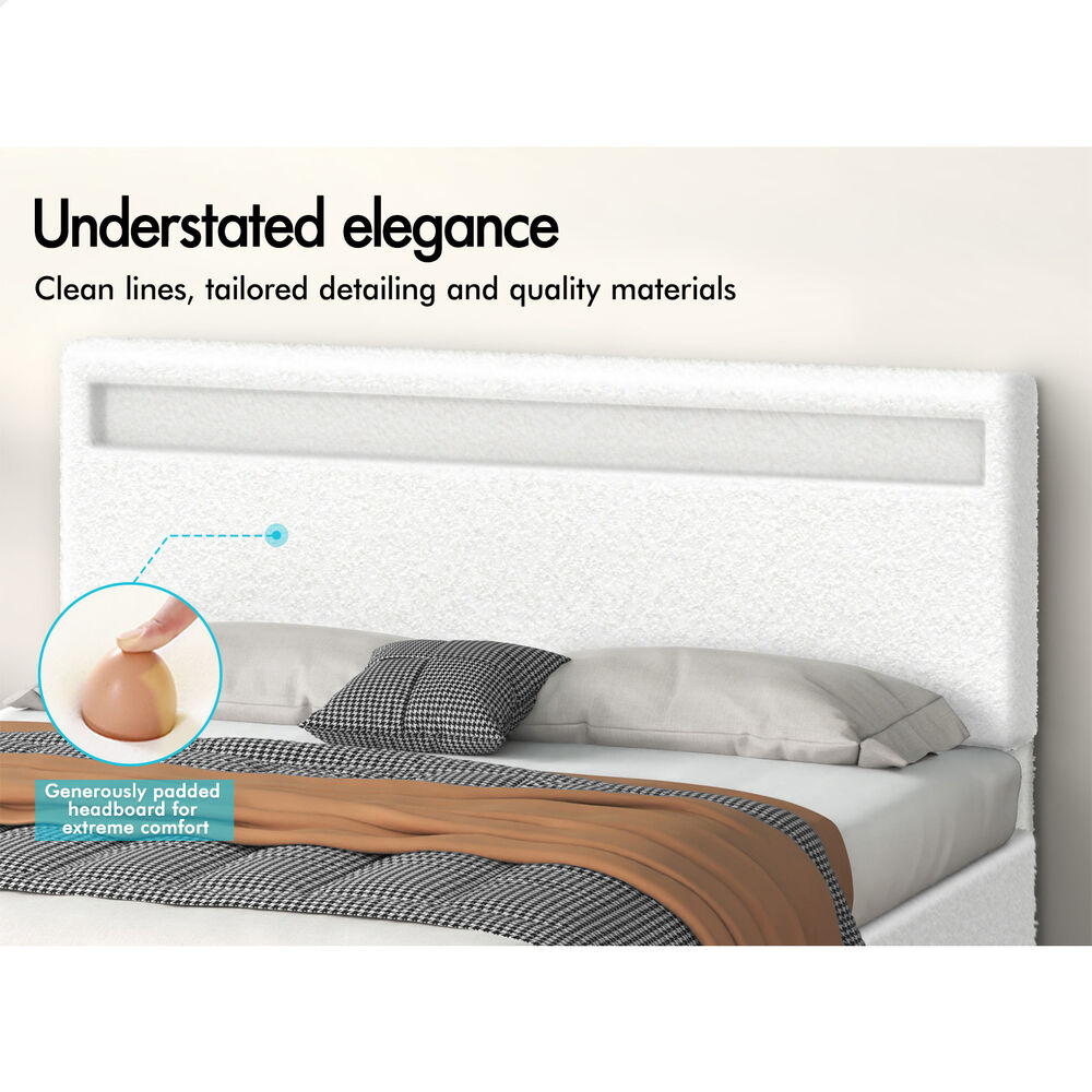 Caledon Boucle Gas Lift Bed Beige