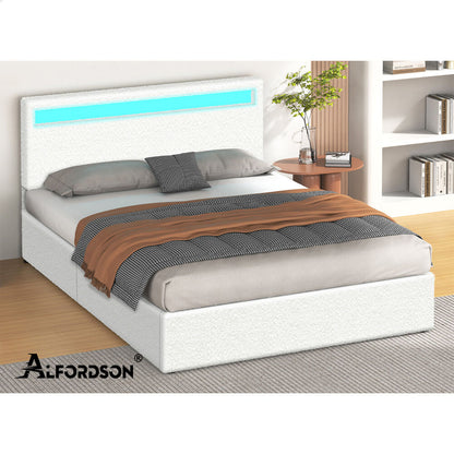 Caledon Boucle Gas Lift Bed Beige