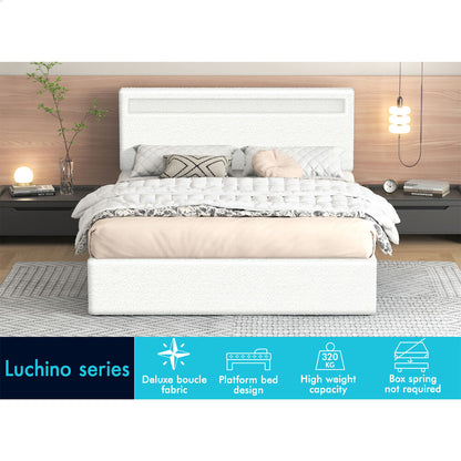 Caledon Boucle Gas Lift Bed Beige