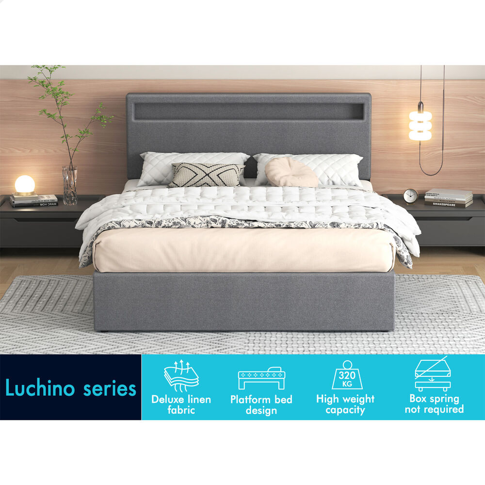 Caledon Upholstered Gas Lift Bed Grey