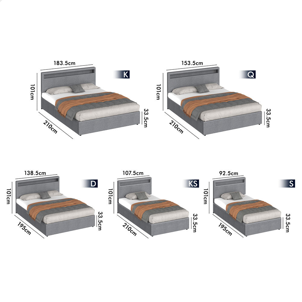 Caledon Upholstered Gas Lift Bed Grey