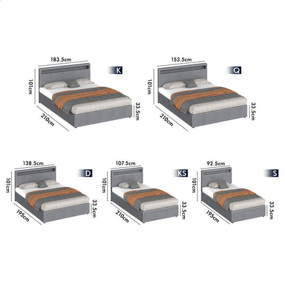 Caledon Upholstered Gas Lift Bed Grey