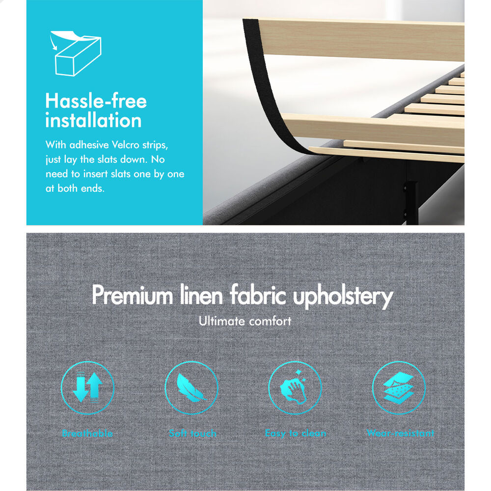 Caledon Upholstered Gas Lift Bed Grey