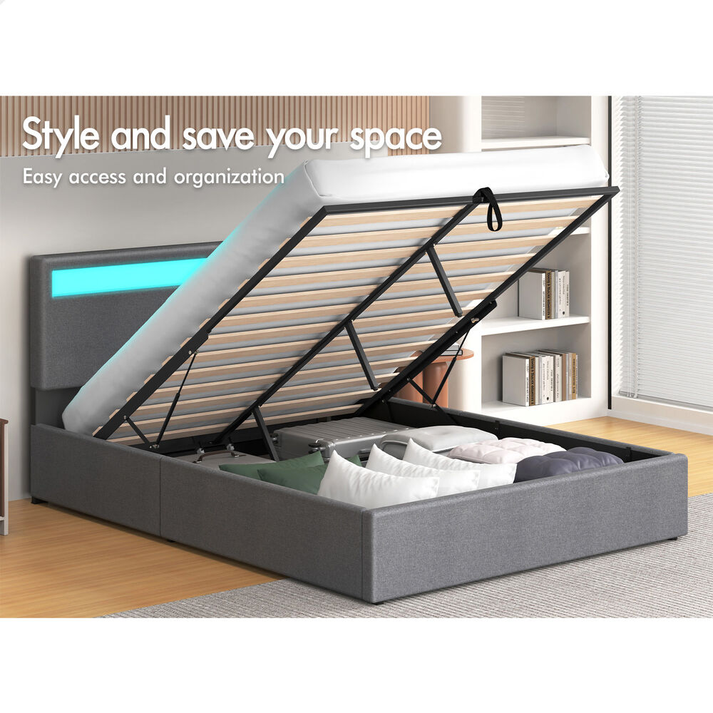 Caledon Upholstered Gas Lift Bed Grey