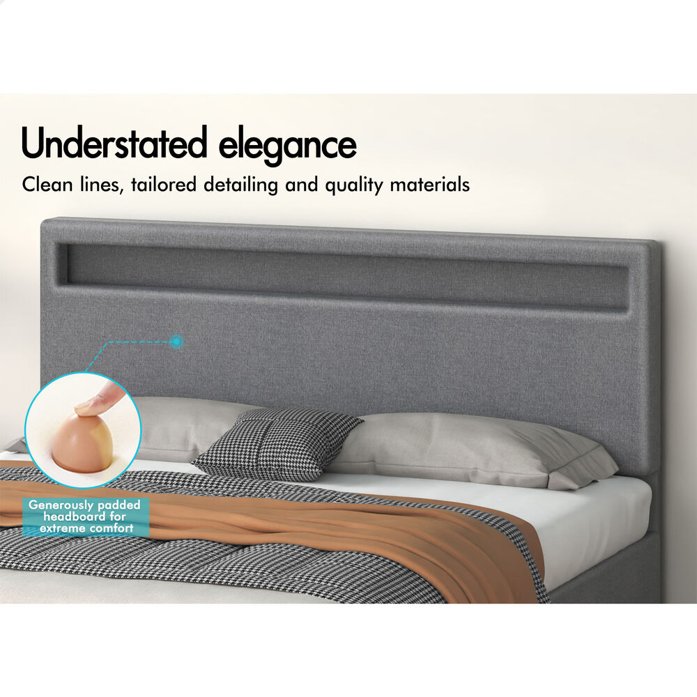 Caledon Upholstered Gas Lift Bed Grey