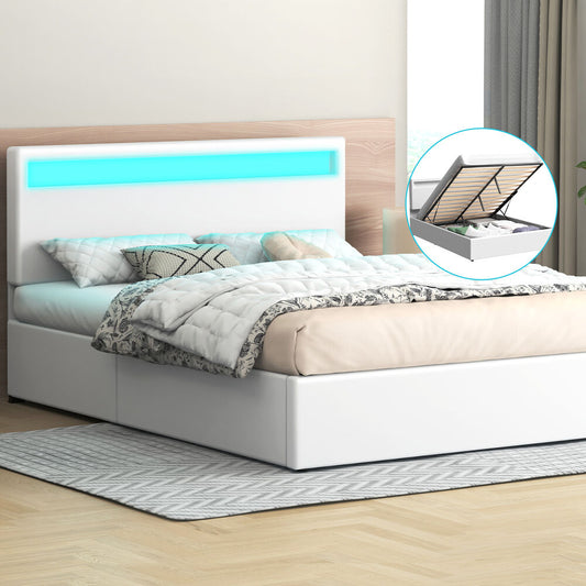 Caledon PU Leather Gas Lift Bed White