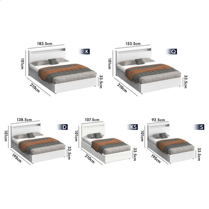 Caledon PU Leather Gas Lift Bed White