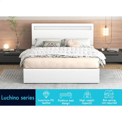 Caledon PU Leather Gas Lift Bed White