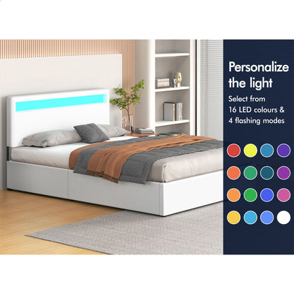 Caledon PU Leather Gas Lift Bed White