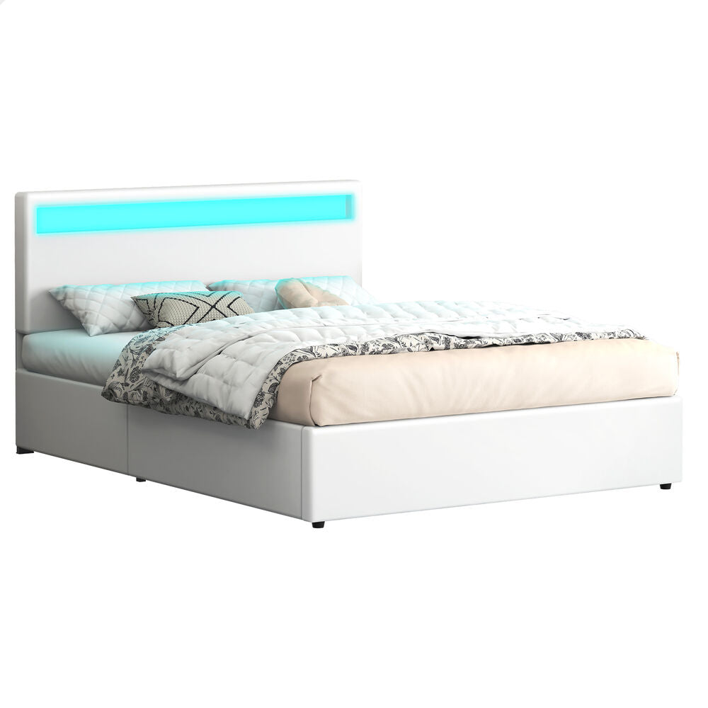 Caledon PU Leather Gas Lift Bed White