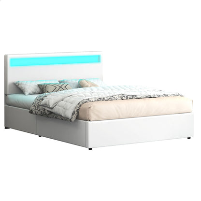 Caledon PU Leather Gas Lift Bed White