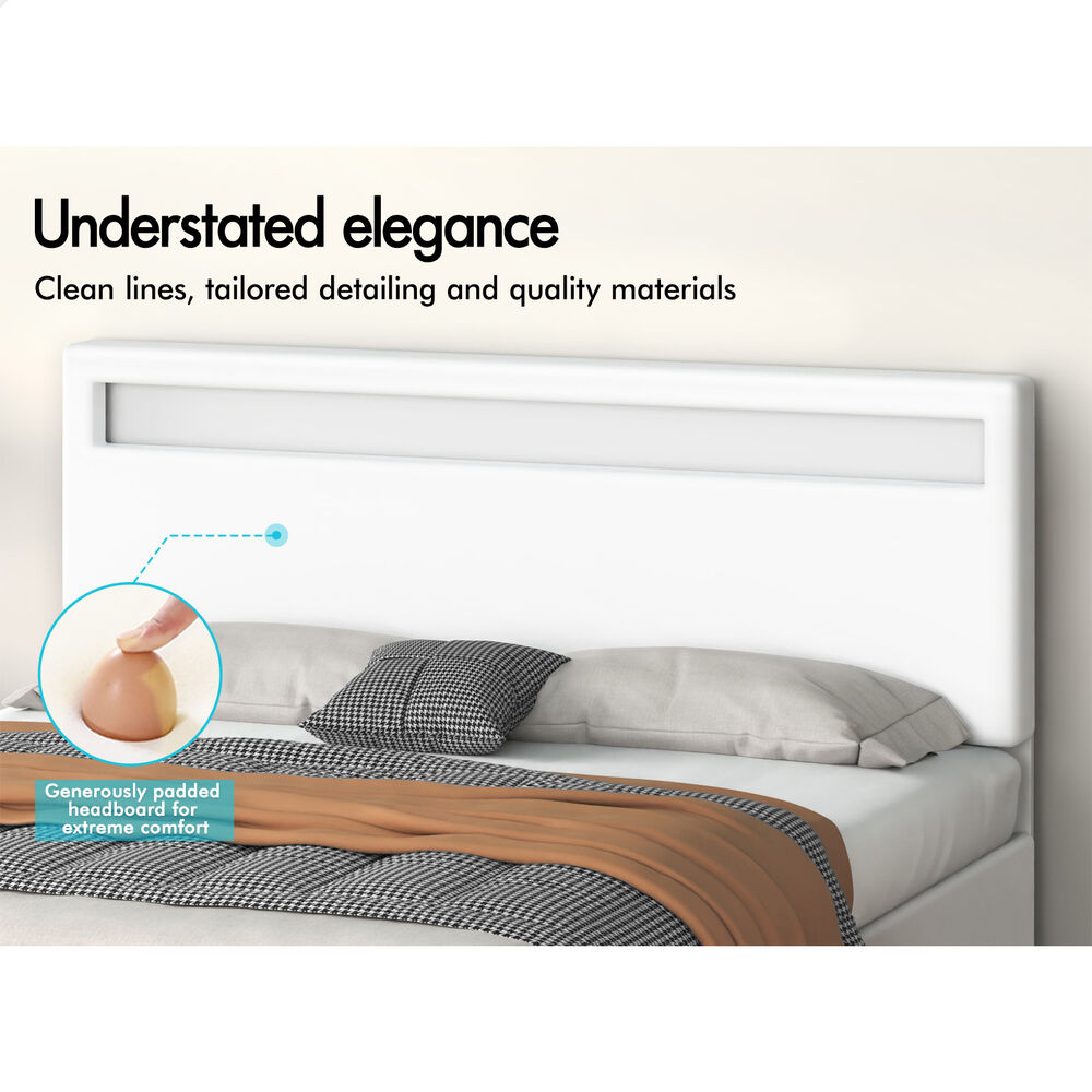 Caledon PU Leather Gas Lift Bed White