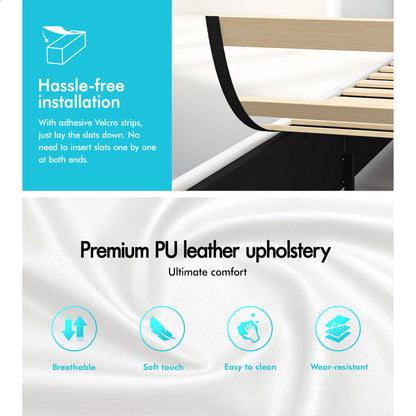 Caledon PU Leather Gas Lift Bed White