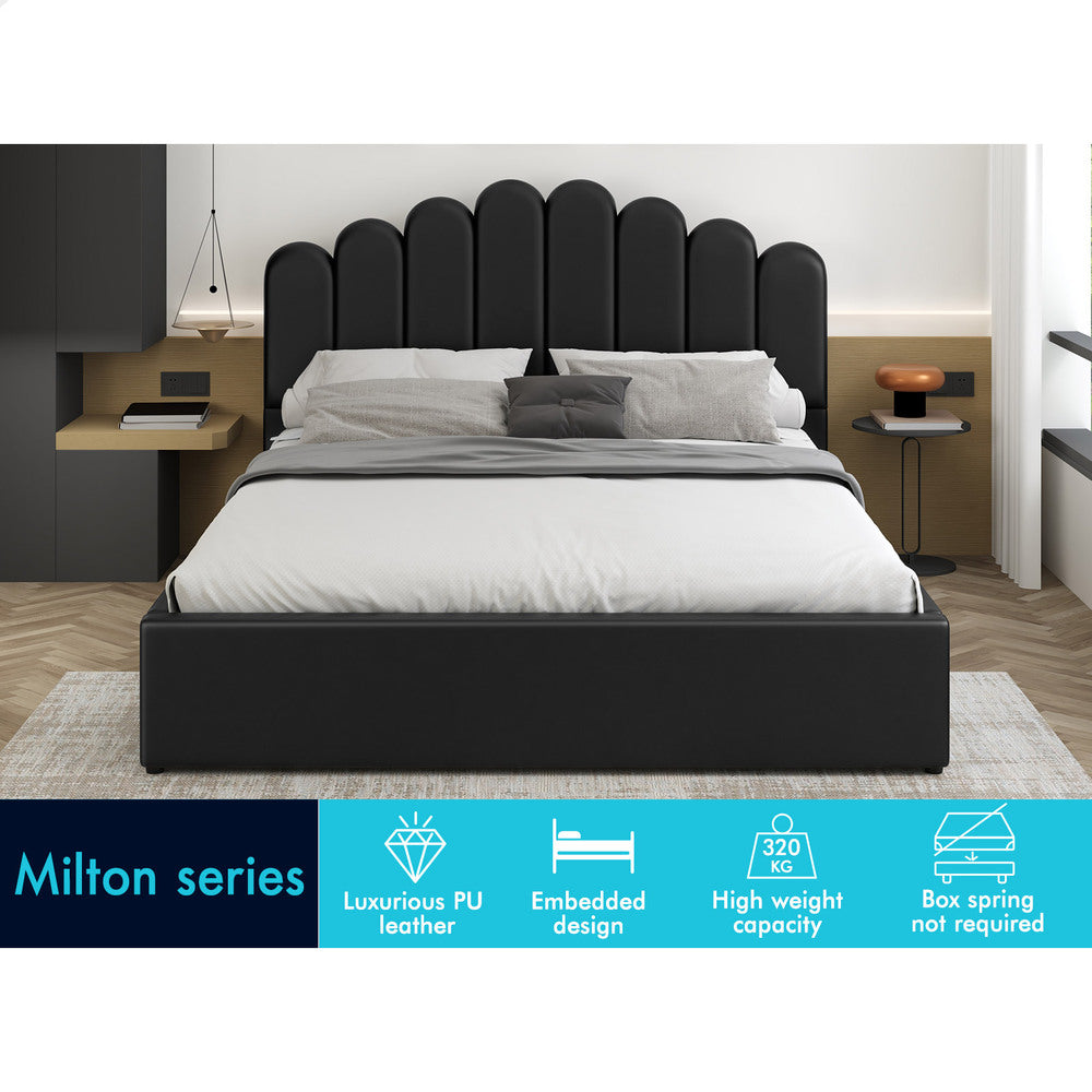 Roswell Faux Leather Gas Lift Bed Black