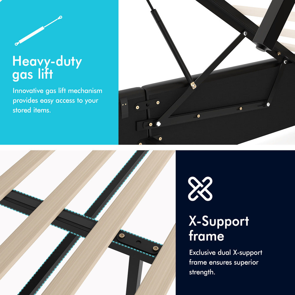 Roswell Faux Leather Gas Lift Bed Black