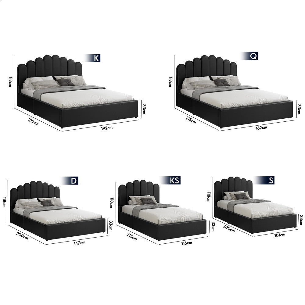 Roswell Faux Leather Gas Lift Bed Black