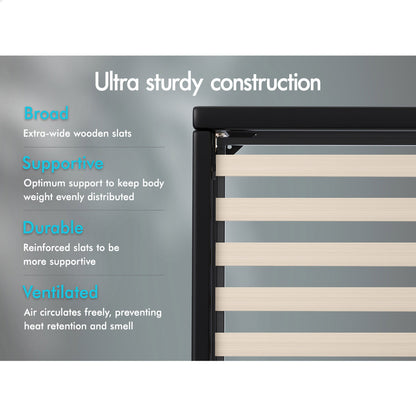 Roswell Faux Leather Gas Lift Bed Black