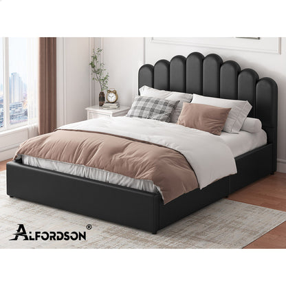 Roswell Faux Leather Gas Lift Bed Black