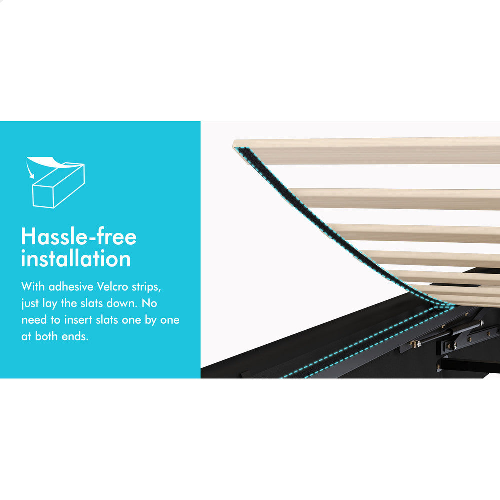 Roswell Faux Leather Gas Lift Bed Black