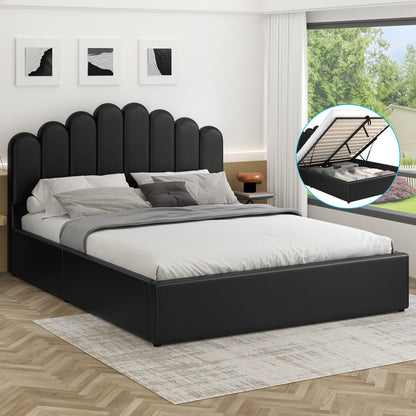 Roswell Faux Leather Gas Lift Bed Black