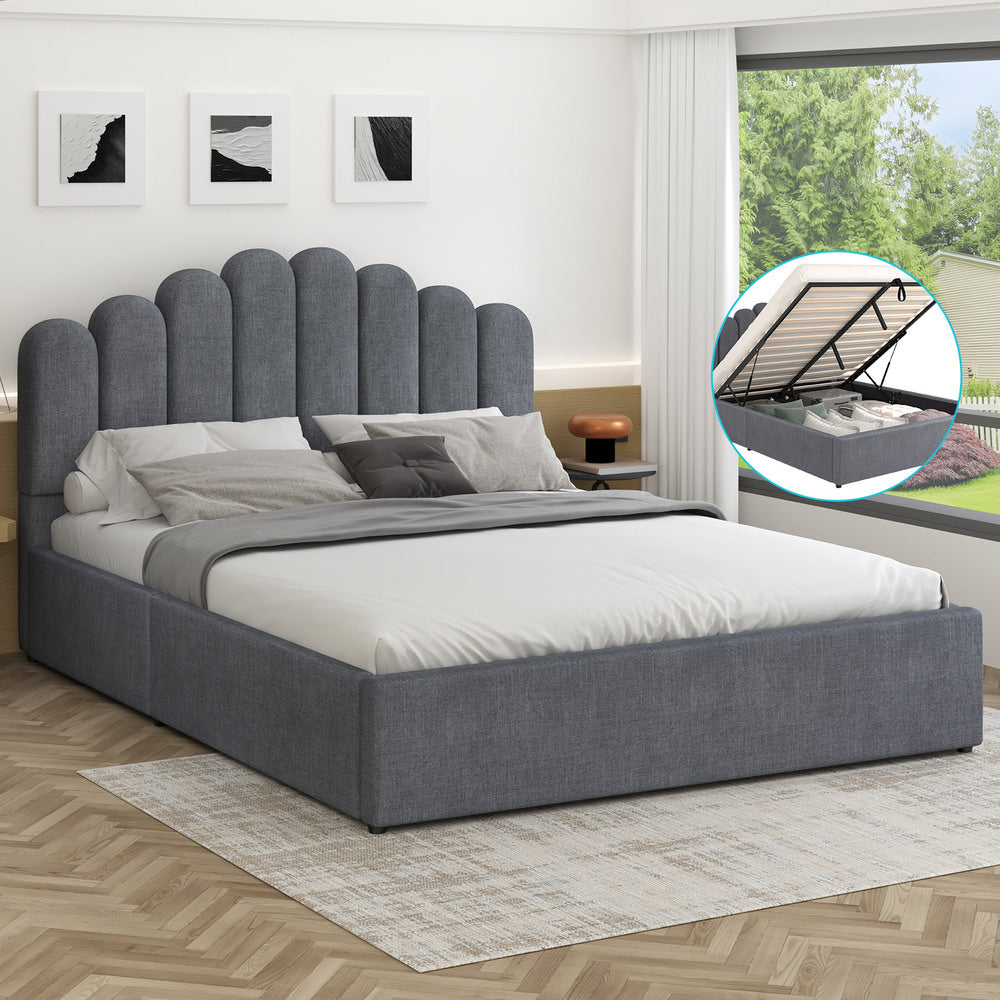 Roswell Upholstered Gas Lift Bed Grey