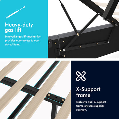 Roswell Upholstered Gas Lift Bed Grey