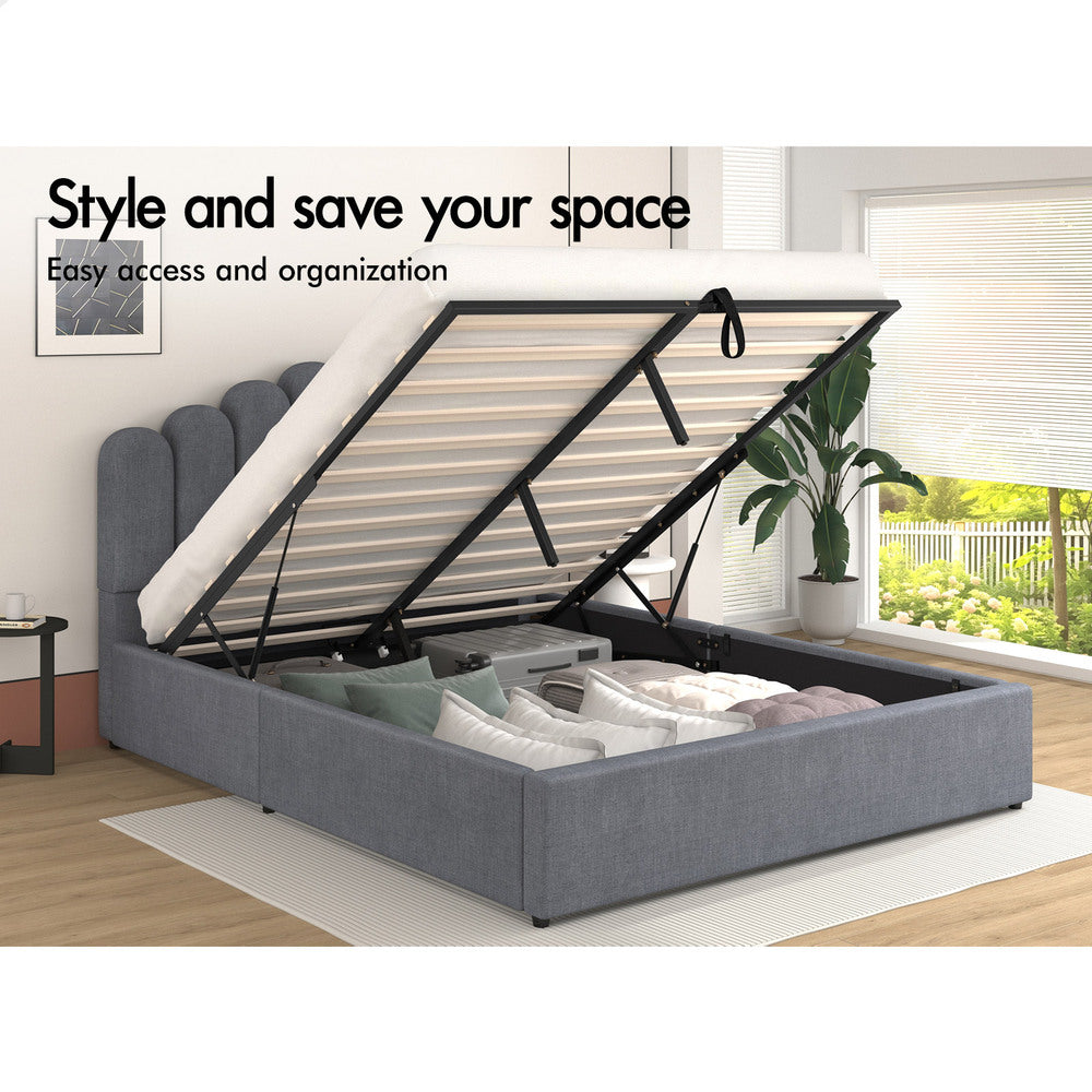 Roswell Upholstered Gas Lift Bed Grey