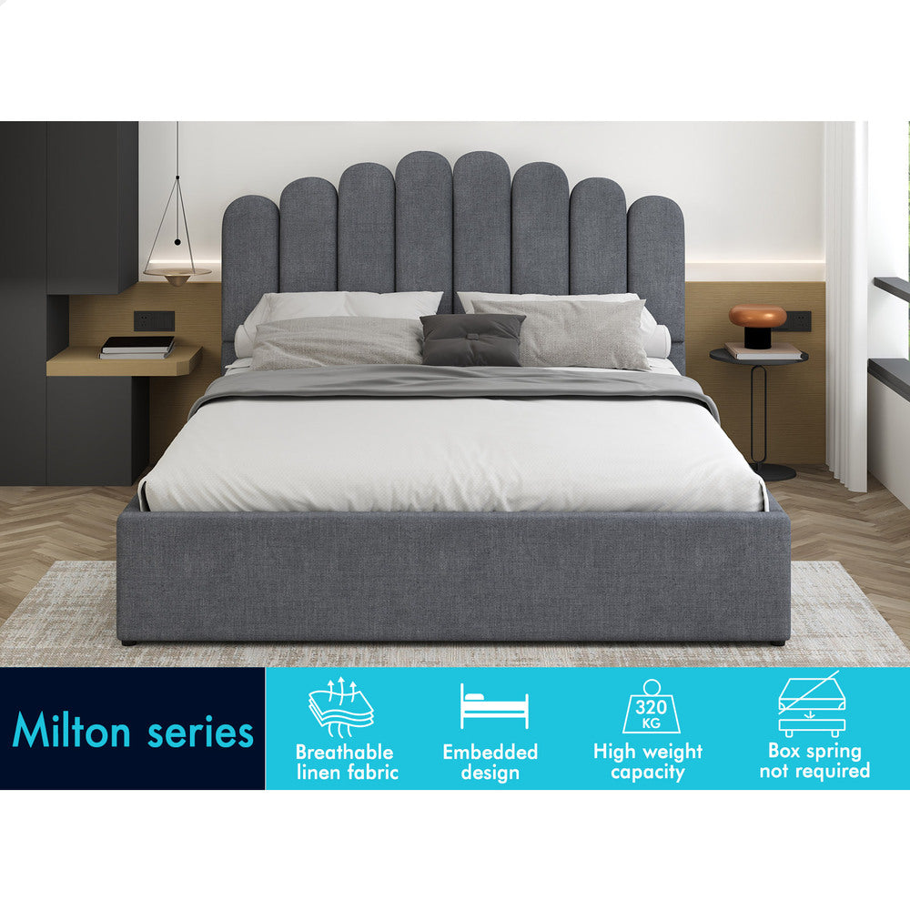 Roswell Upholstered Gas Lift Bed Grey