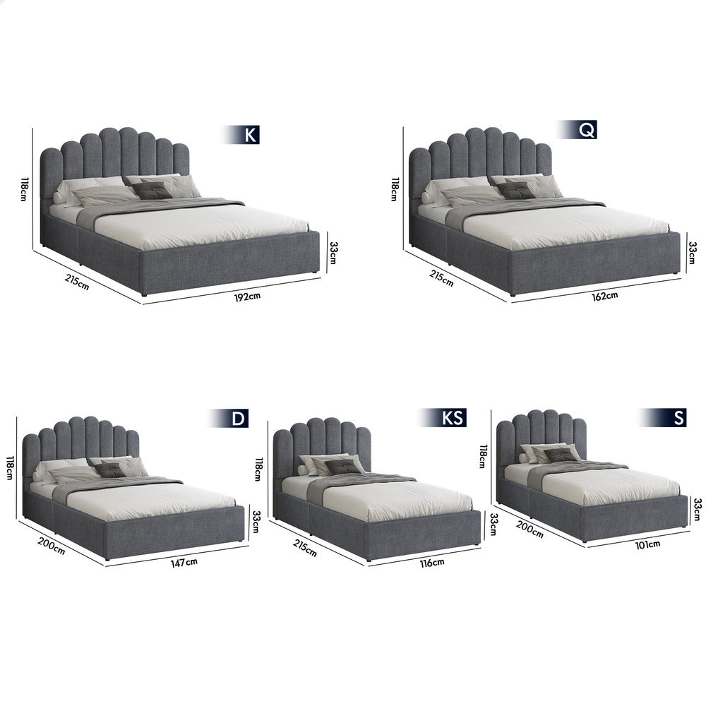 Roswell Upholstered Gas Lift Bed Grey