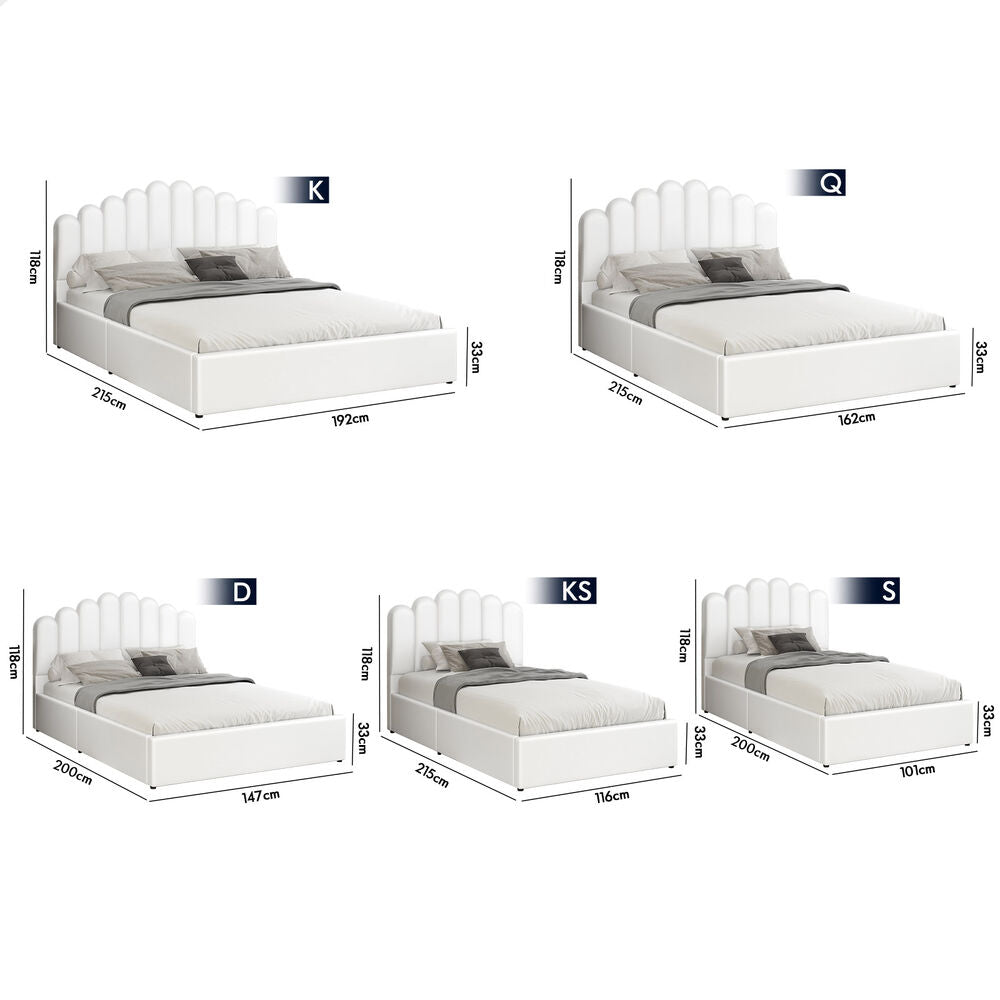 Roswell Faux Leather Gas Lift Bed White